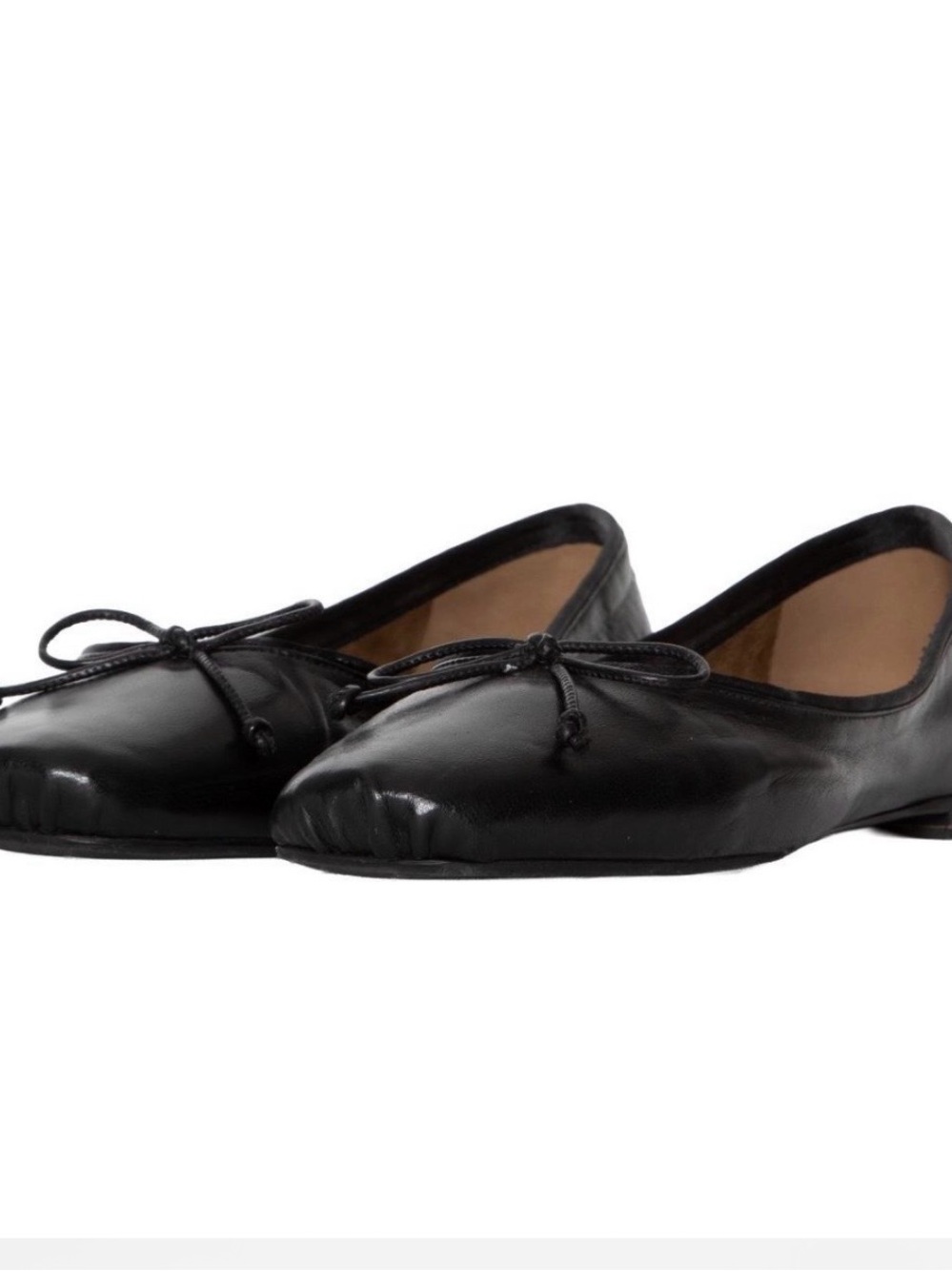 KHAITE Charlotte Black Leather Ballet Flats